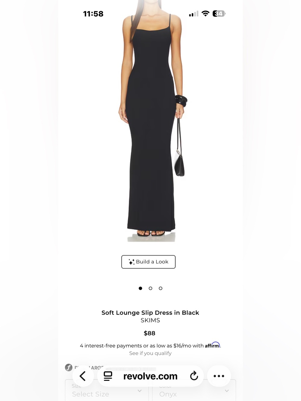 Skims Black Maxi Slip Dress Like New